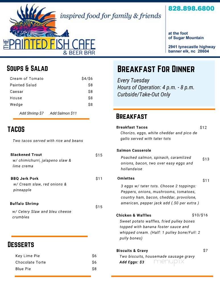 Painted Fish Cafe Beer Bar - Banner Elk, NC menu_pic