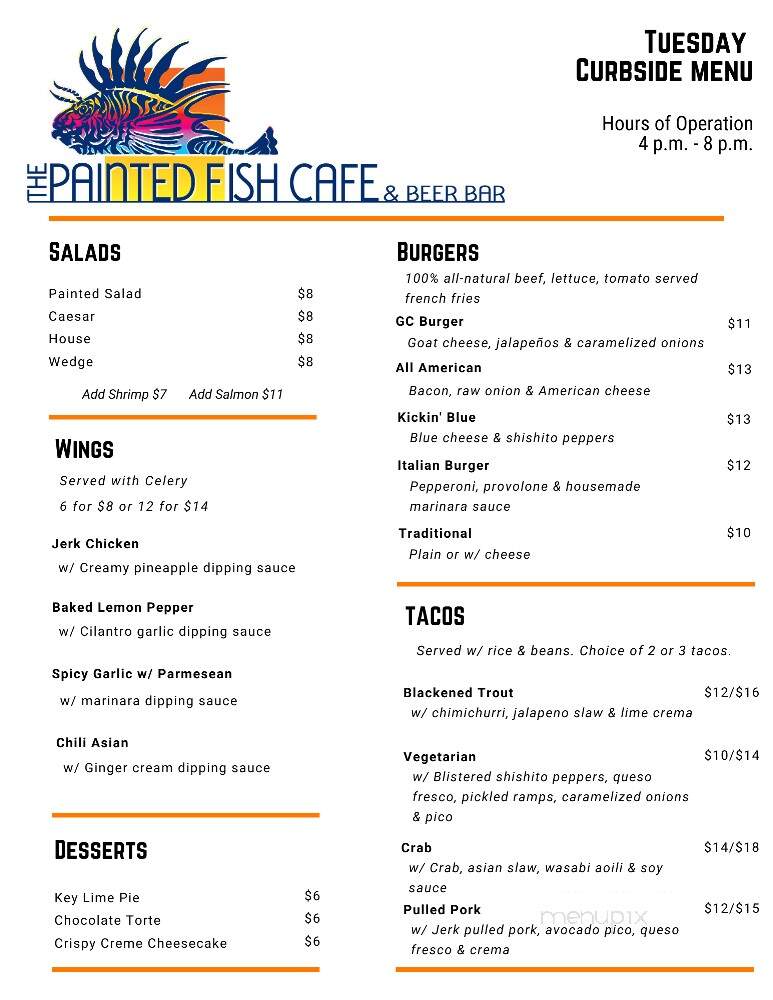 Painted Fish Cafe Beer Bar - Banner Elk, NC menu_pic