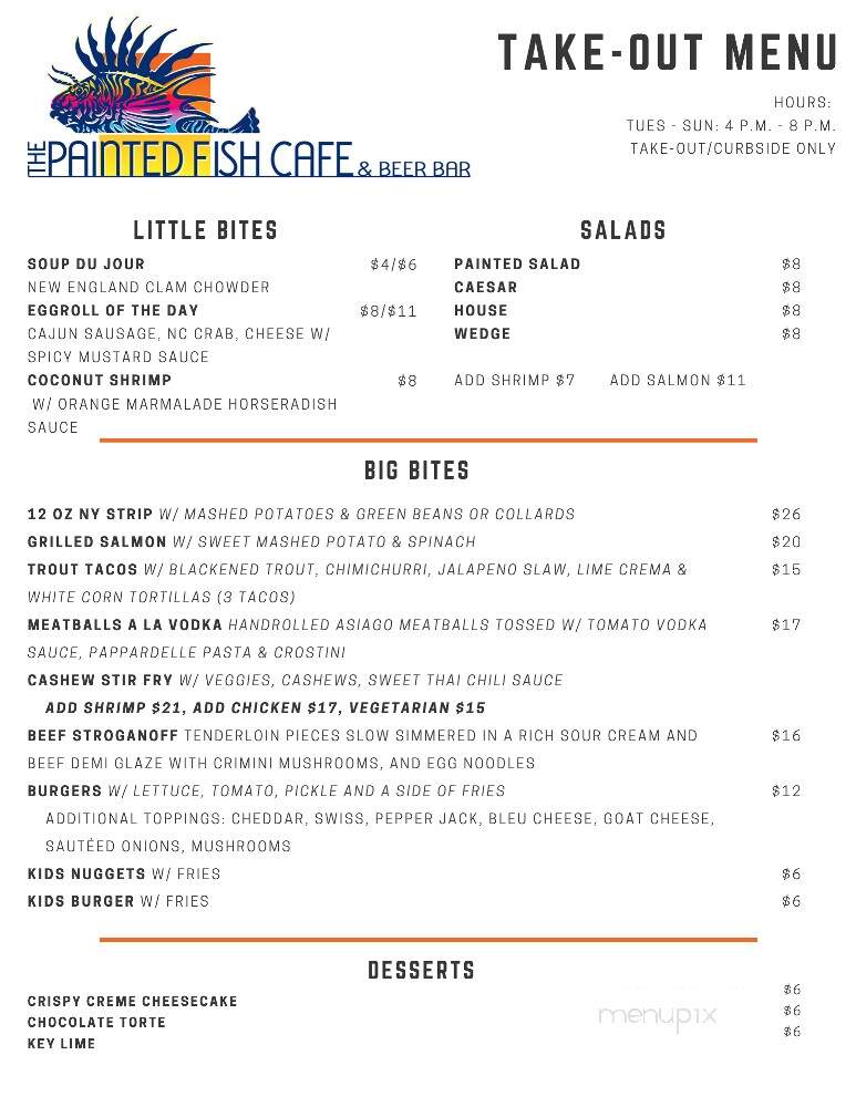 Painted Fish Cafe Beer Bar - Banner Elk, NC menu_pic