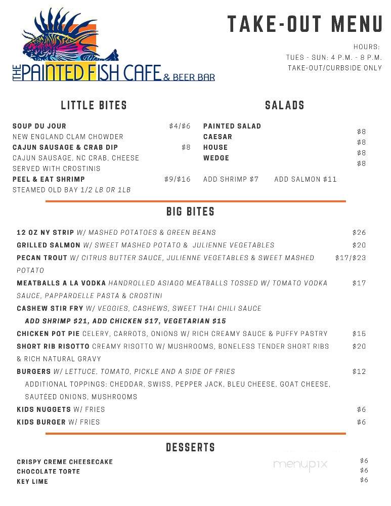 Painted Fish Cafe Beer Bar - Banner Elk, NC menu_pic