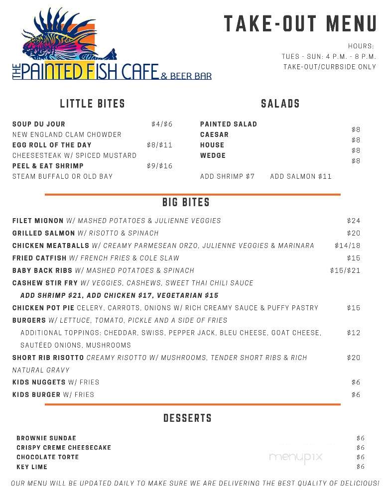 Painted Fish Cafe Beer Bar - Banner Elk, NC menu_pic