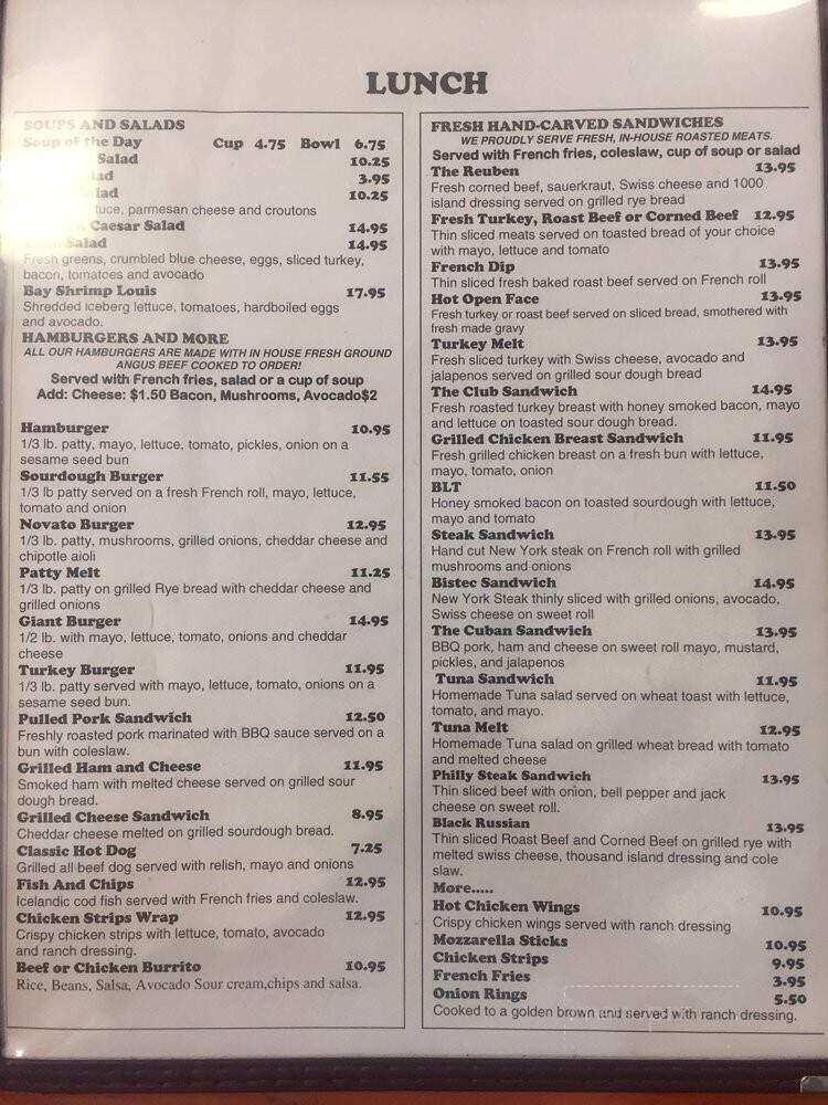Sam's Place - Novato, CA menu_pic
