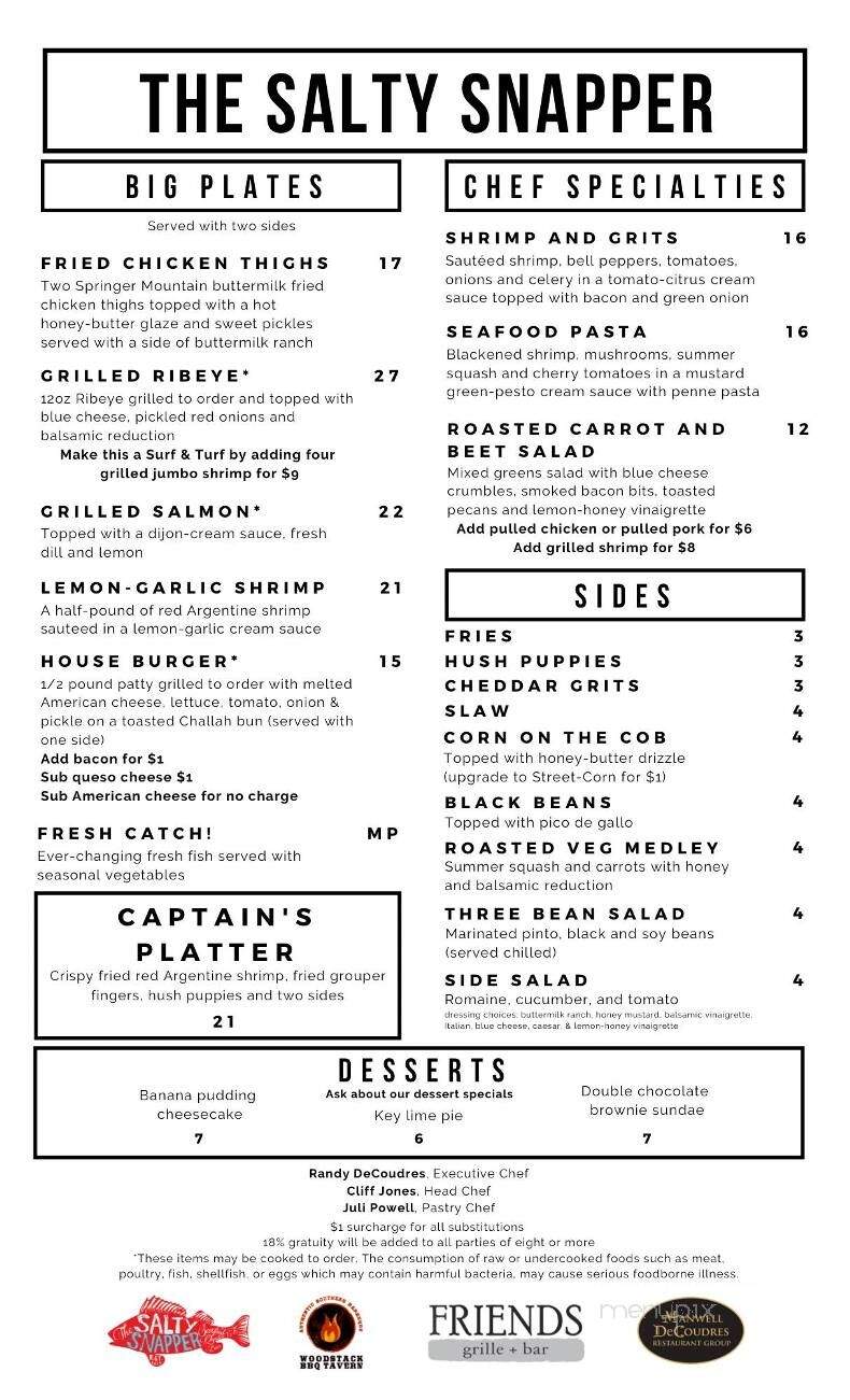 Salty Snapper Seafood & Oyster Bar - Valdosta, GA menu_pic