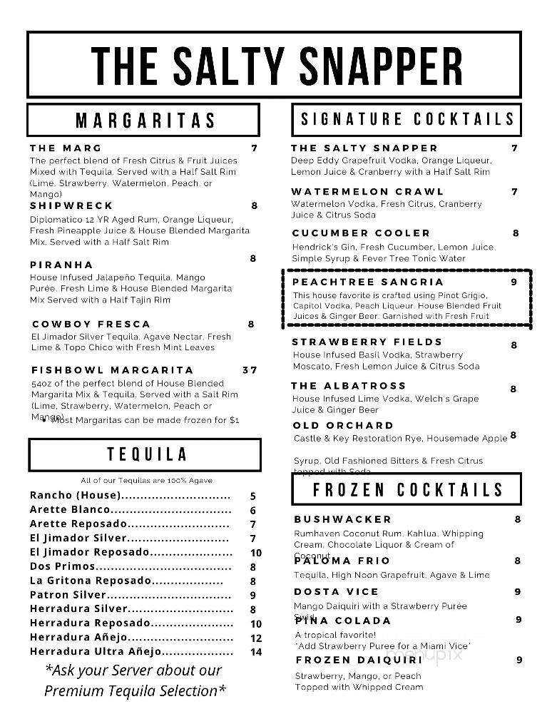 Salty Snapper Seafood & Oyster Bar - Valdosta, GA menu_pic