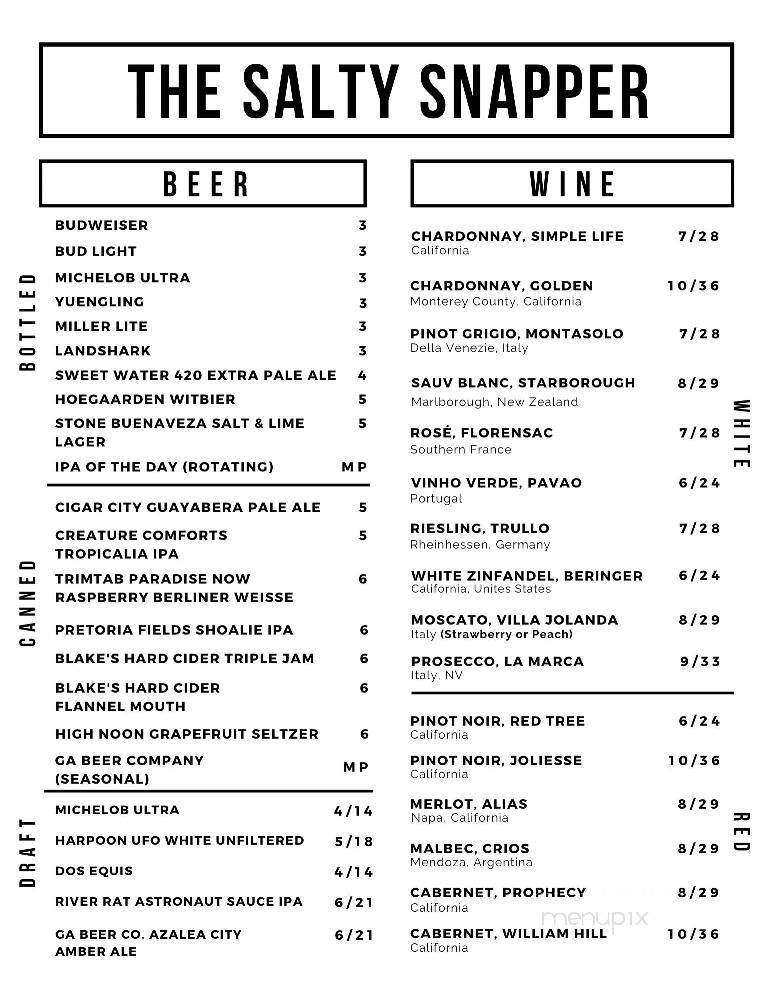 Salty Snapper Seafood & Oyster Bar - Valdosta, GA menu_pic