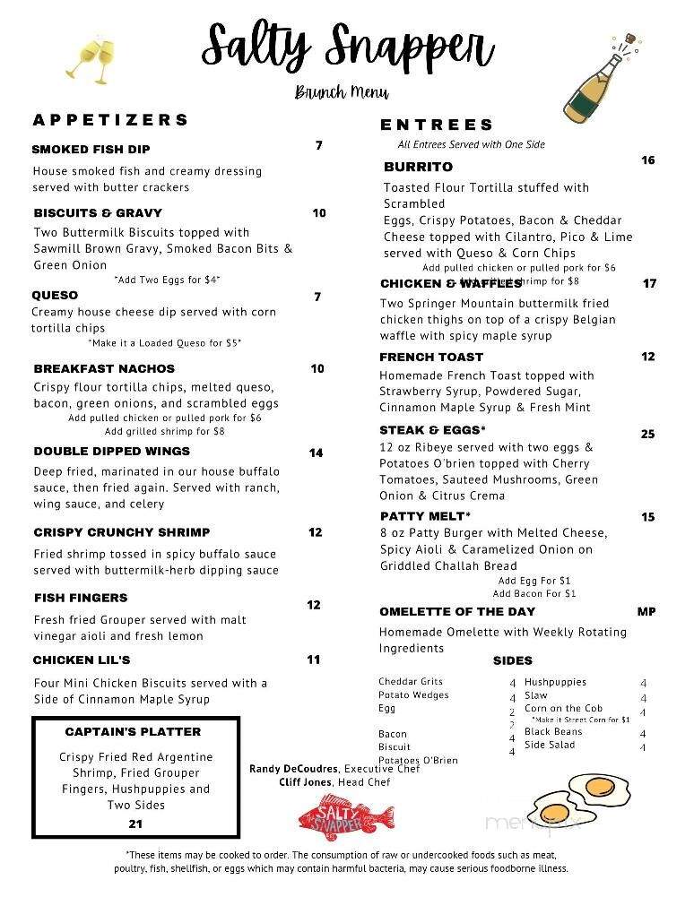 Salty Snapper Seafood & Oyster Bar - Valdosta, GA menu_pic