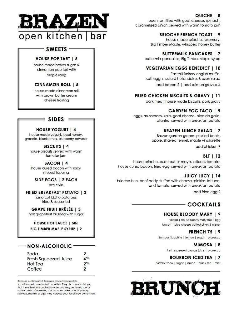 Brazen Open Kitchen - Dubuque, IA menu_pic