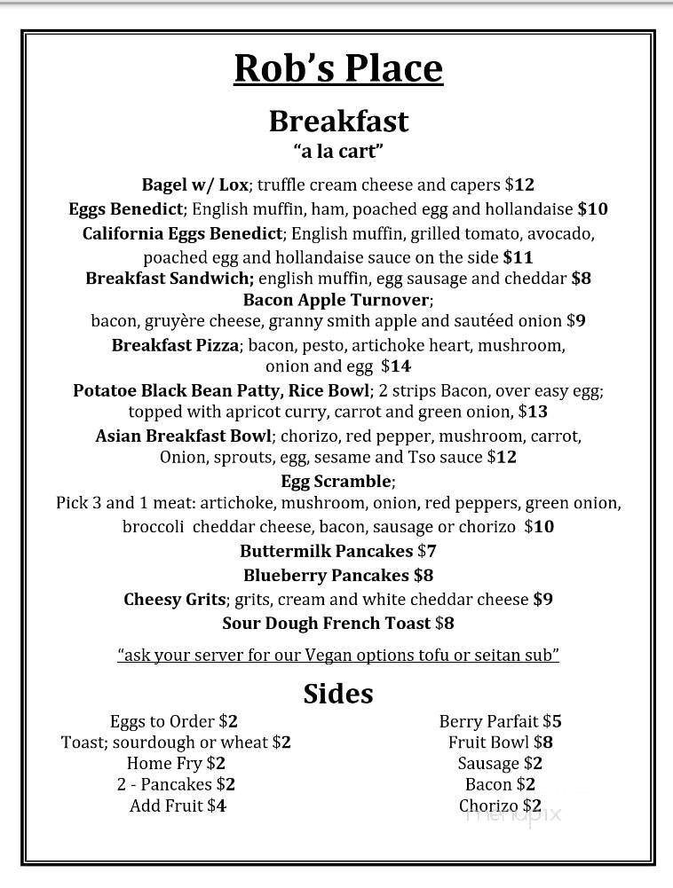 Rob's Place - Murphys, CA menu_pic