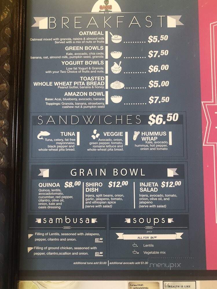 Oasis Jimma Juice Bar and Ethiopian Cafe - New York, NY menu_pic