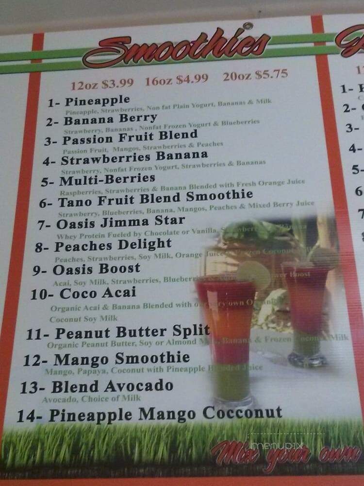 Oasis Jimma Juice Bar and Ethiopian Cafe - New York, NY menu_pic