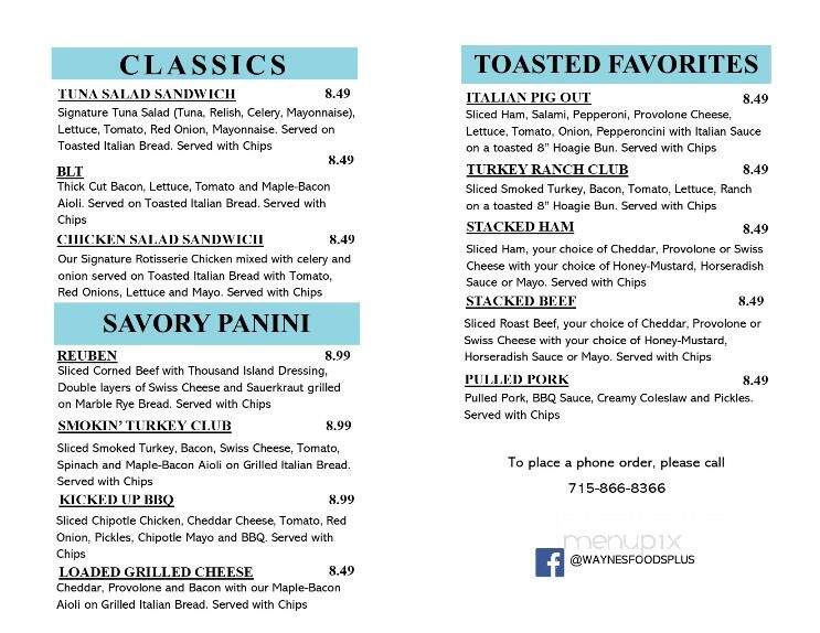 Wayne's Food Plus - Luck, WI menu_pic