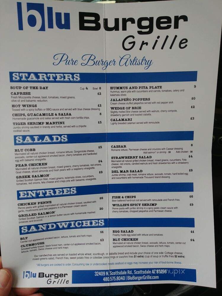 Blu Burger Grille - Scottsdale, AZ menu_pic