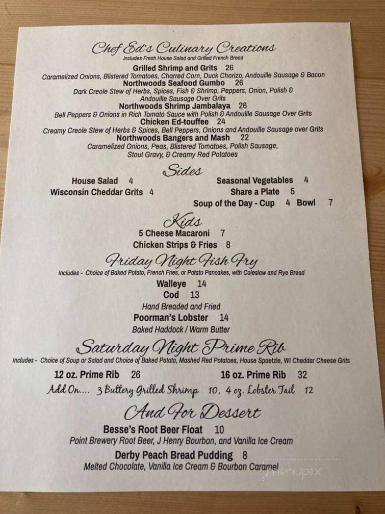 Besse's on Clear Lake. - Tomahawk, WI menu_pic
