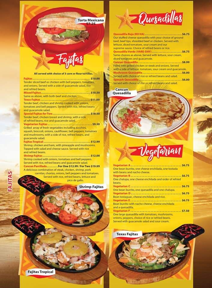 Cancun - Piedmont, SC menu_pic