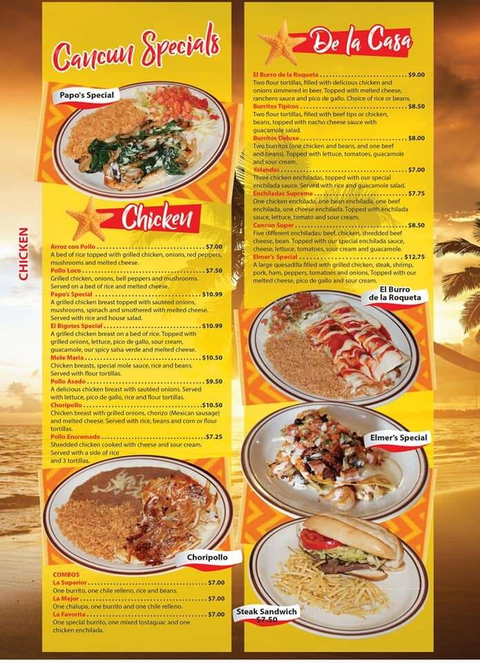 Cancun - Piedmont, SC menu_pic