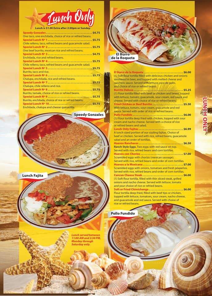 Cancun - Piedmont, SC menu_pic