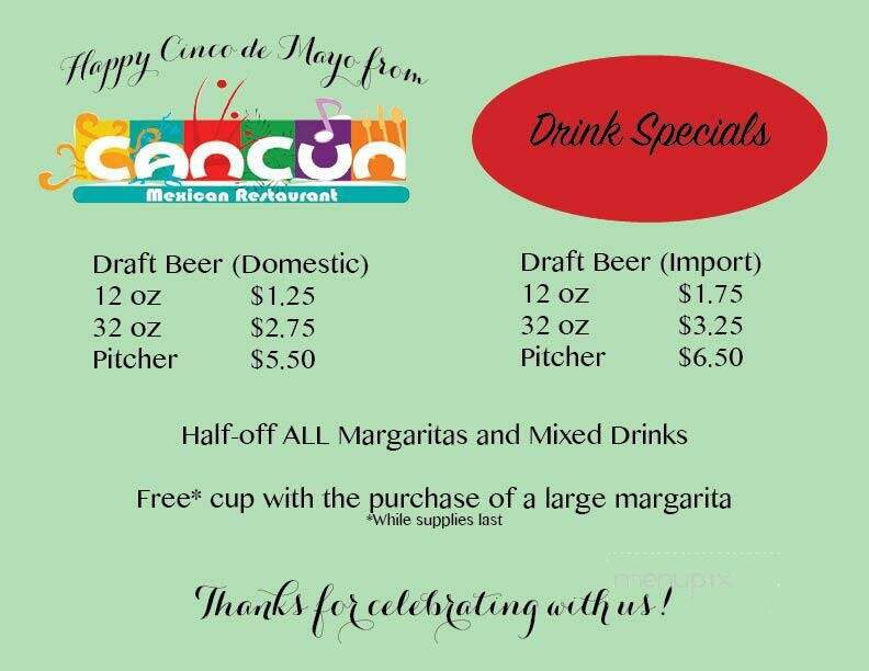 Cancun - Piedmont, SC menu_pic