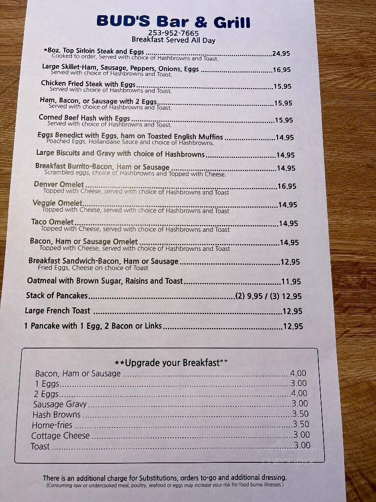 Bud's In Milton - Milton, WA menu_pic