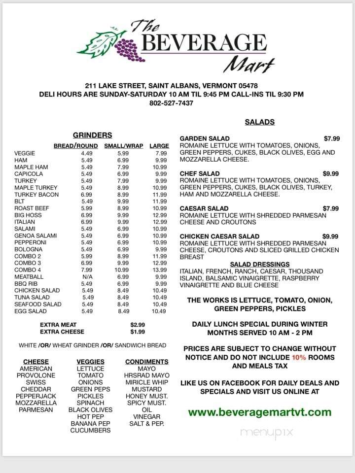 Beverage Mart - Saint Albans, VT menu_pic