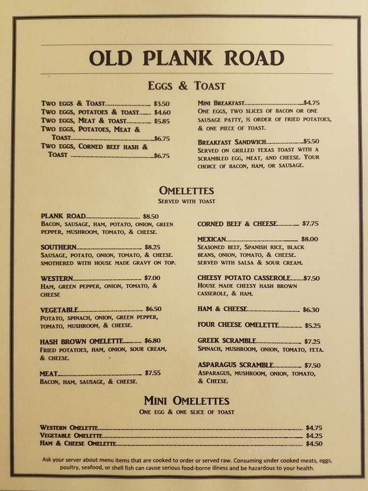 Old Plank Road Restaurant - Plainwell, MI menu_pic