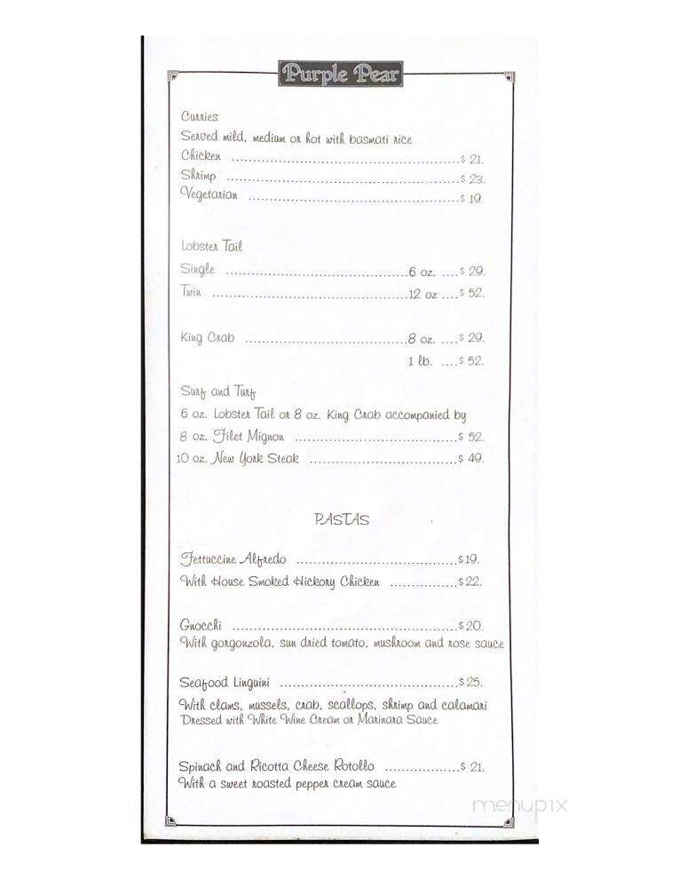 The Purple Pear - Hamilton, ON menu_pic