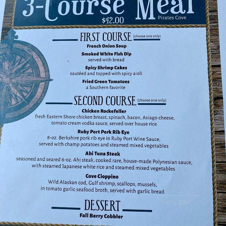 Pirates Cove Restaurant - Galesville, MD menu_pic