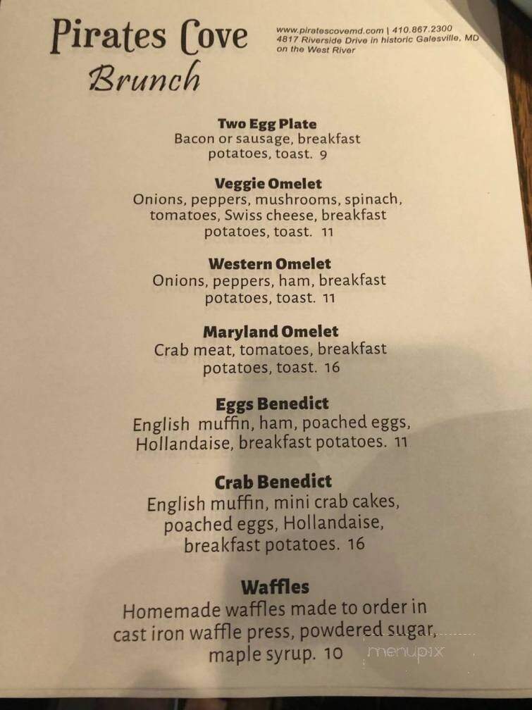 Pirates Cove Restaurant - Galesville, MD menu_pic