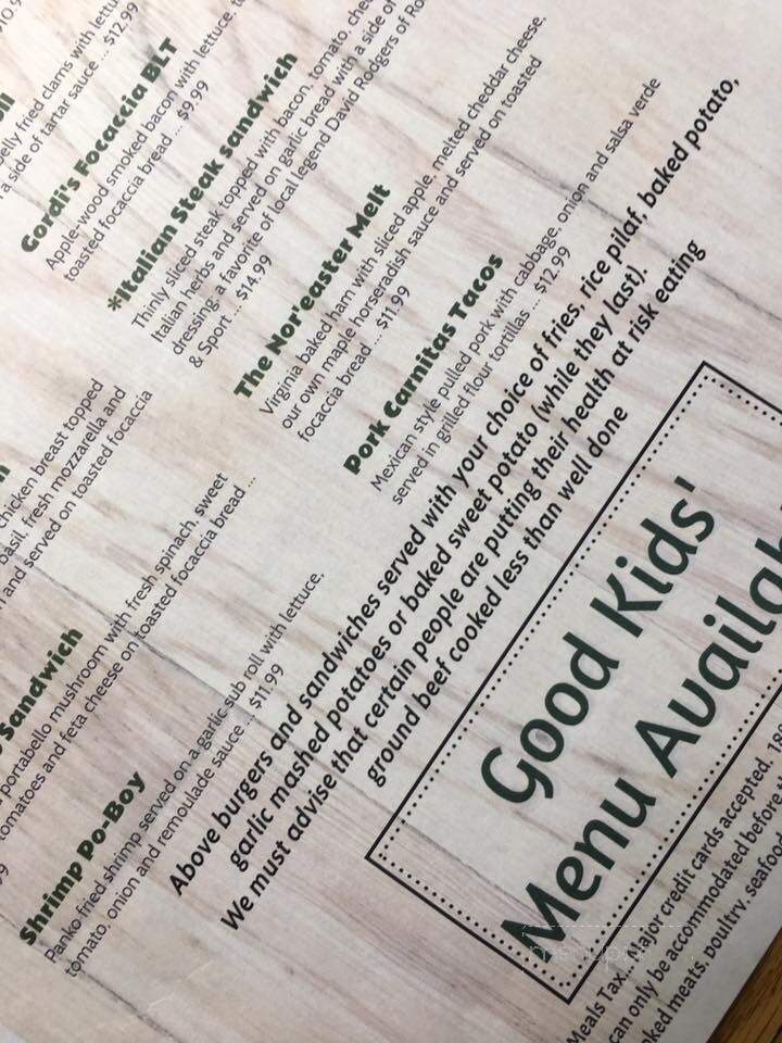 Gordi's Fish & Steak House - Lincoln, NH menu_pic