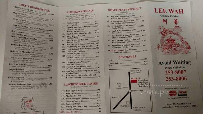 Lee Wah Chen Restaurant - Moultonborough, NH menu_pic
