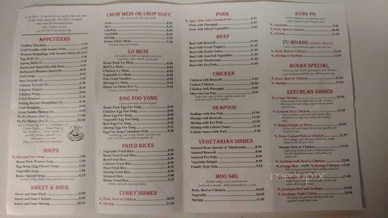 Lee Wah Chen Restaurant - Moultonborough, NH menu_pic