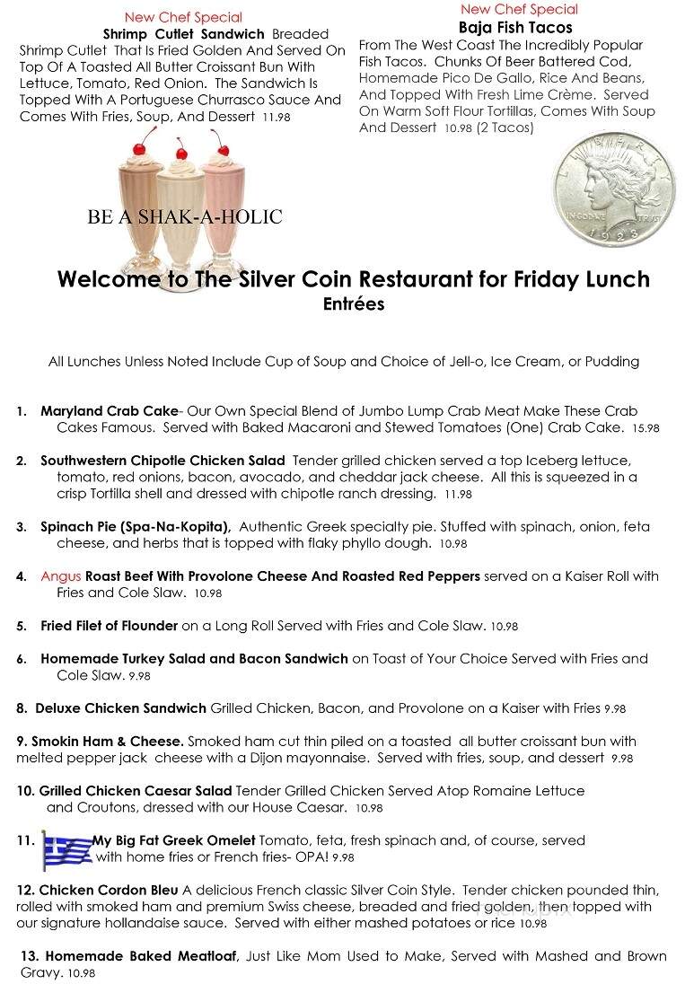 Silver Coin Diner - Hammonton, NJ menu_pic