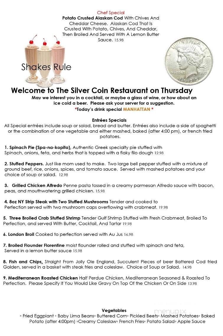 Silver Coin Diner - Hammonton, NJ menu_pic