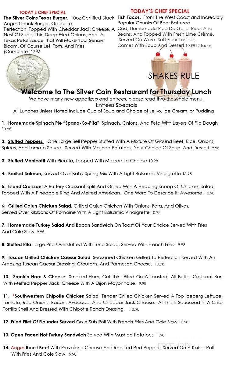 Silver Coin Diner - Hammonton, NJ menu_pic