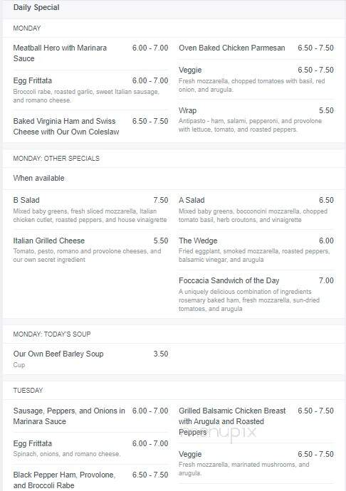 Mia Famiglia - Millburn, NJ menu_pic