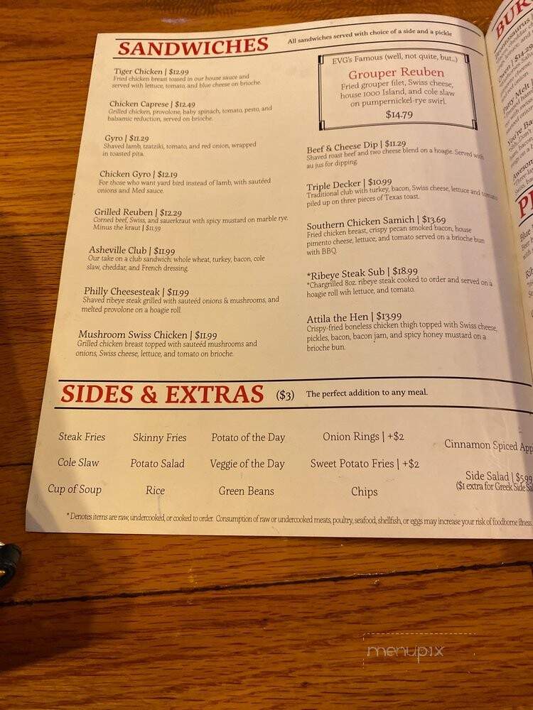 East Village Grille - Asheville, NC menu_pic