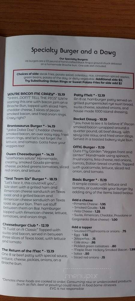 East Village Grille - Asheville, NC menu_pic