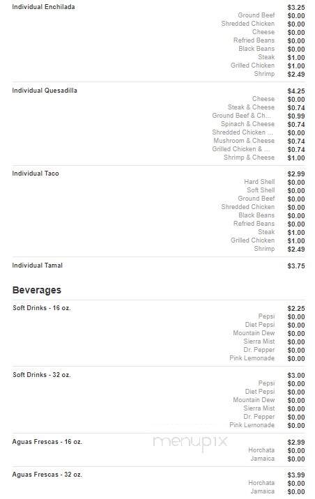 San Felipe Mexican Restaurant - Asheboro, NC menu_pic