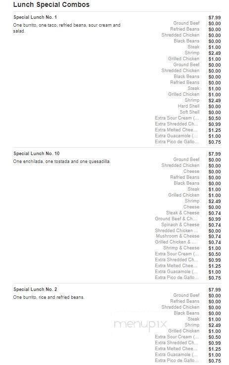 San Felipe Mexican Restaurant - Asheboro, NC menu_pic