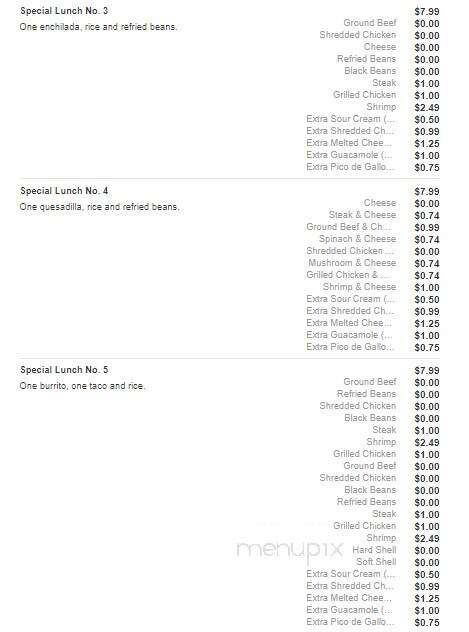 San Felipe Mexican Restaurant - Asheboro, NC menu_pic