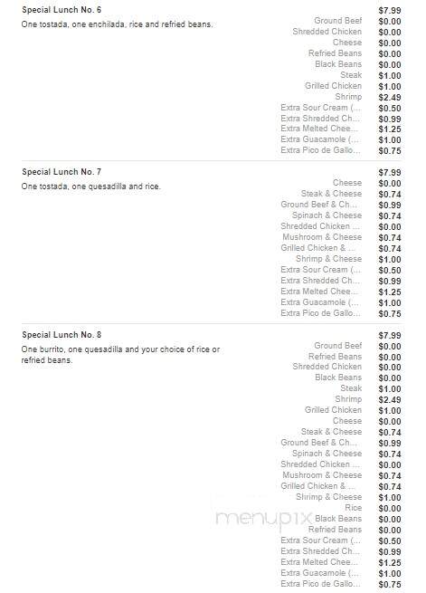 San Felipe Mexican Restaurant - Asheboro, NC menu_pic
