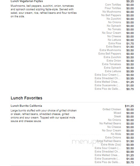 San Felipe Mexican Restaurant - Asheboro, NC menu_pic