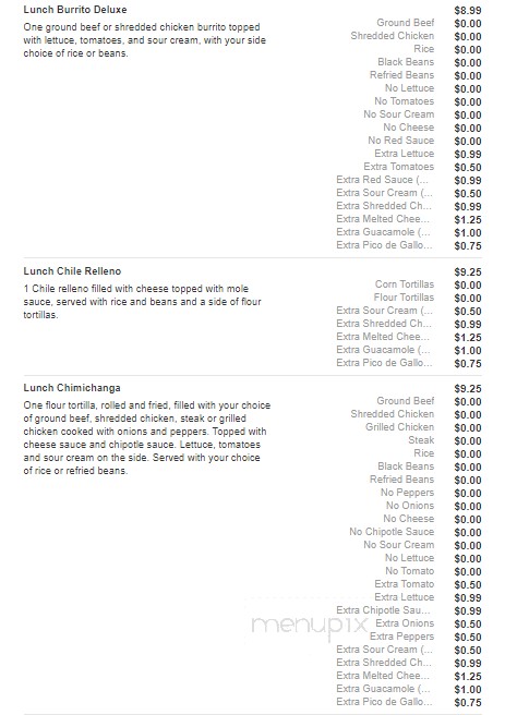 San Felipe Mexican Restaurant - Asheboro, NC menu_pic
