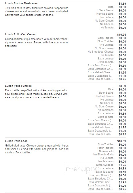 San Felipe Mexican Restaurant - Asheboro, NC menu_pic