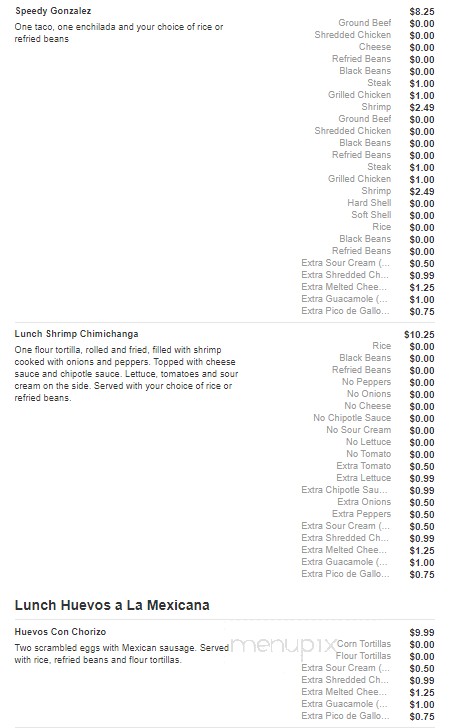 San Felipe Mexican Restaurant - Asheboro, NC menu_pic