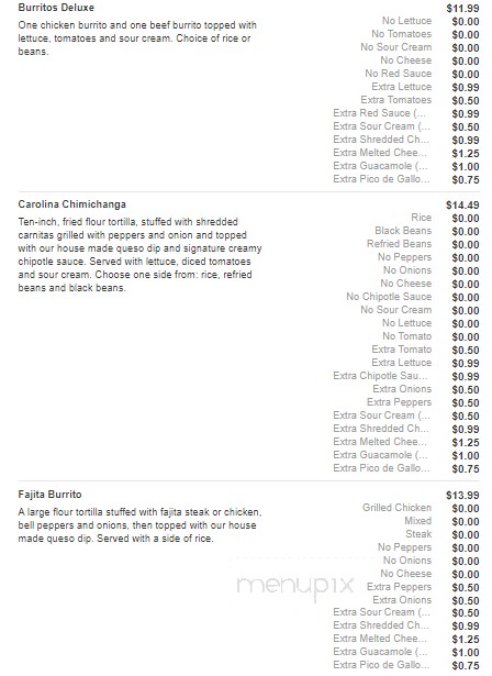 San Felipe Mexican Restaurant - Asheboro, NC menu_pic