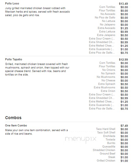 San Felipe Mexican Restaurant - Asheboro, NC menu_pic