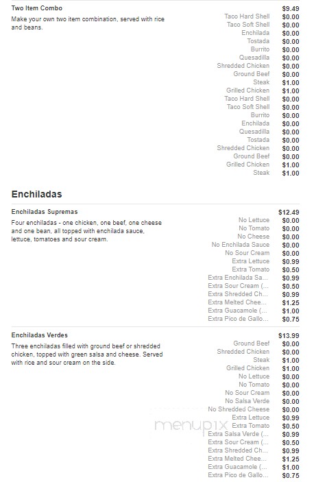 San Felipe Mexican Restaurant - Asheboro, NC menu_pic