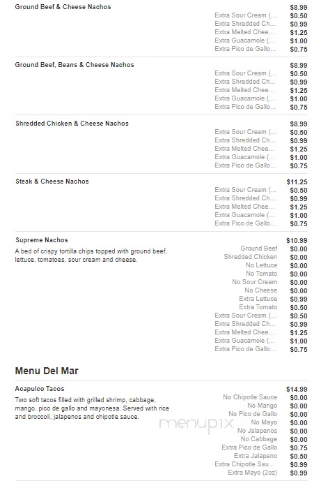 San Felipe Mexican Restaurant - Asheboro, NC menu_pic