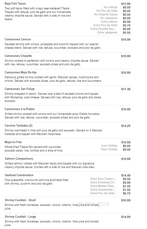 San Felipe Mexican Restaurant - Asheboro, NC menu_pic