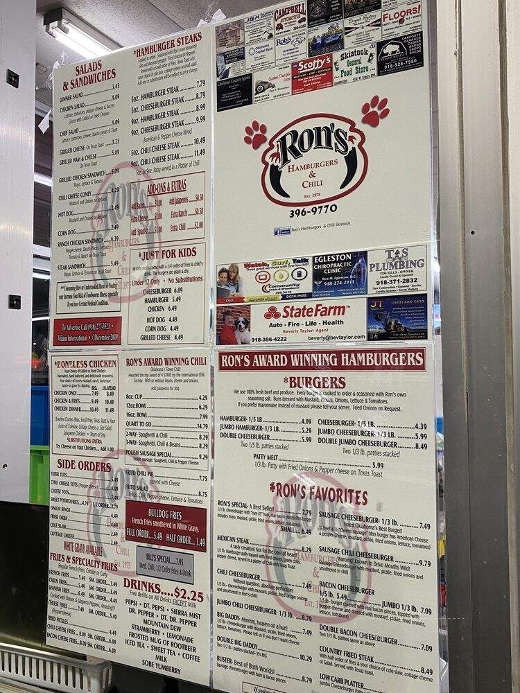 Ron's Hamburgers & Chili - Skiatook, OK menu_pic